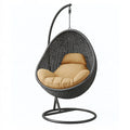 Poltrona sospesa 105 x 105 x 195 cm in metallo e rattan sintetico nero per giardino