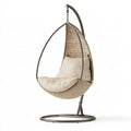 Poltrona sospesa 110 x 110 x 195 cm in fibra intrecciata beige con struttura in metallo per relax stile moderno