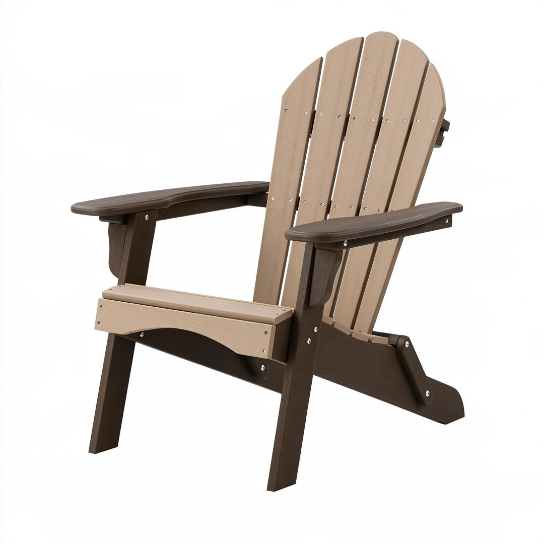 Sedia Adirondack da giardino 83 x 80 x 96 cm in plastica beige e marrone con braccioli