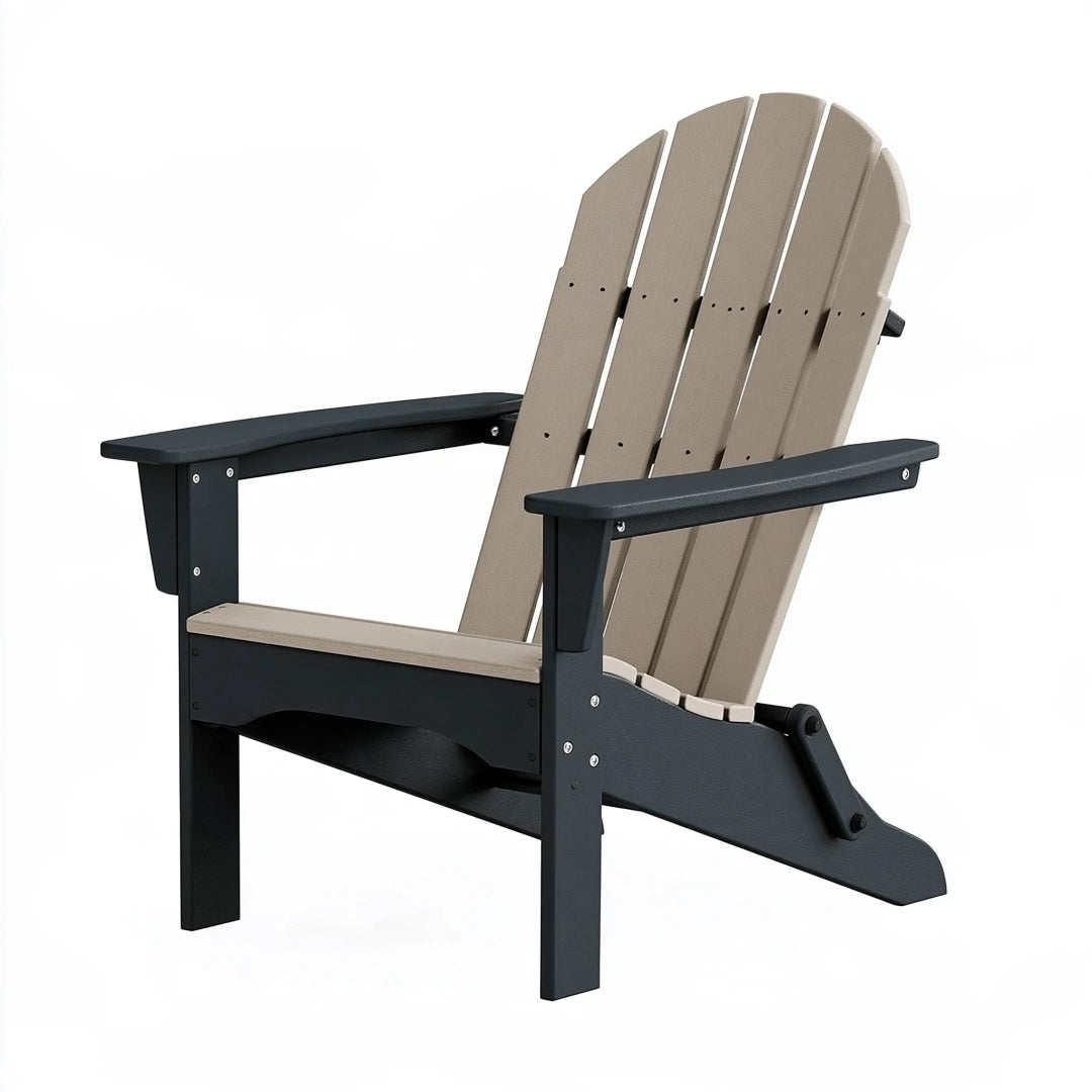 Sedia Adirondack pieghevole 83 x 80 x 98 cm in HDPE tortora e nero per esterno