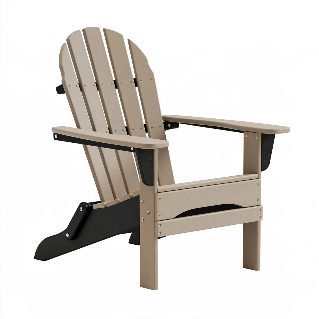 Sedia Adirondack da esterno 80 x 90 x 100 cm in polietilene tortora con struttura nera