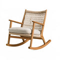 Sedia a dondolo 70 x 95 x 105 cm in legno naturale e corda beige con seduta imbottita