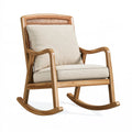 Sedia a dondolo 70 x 95 x 100 cm in legno e rattan naturale con seduta beige