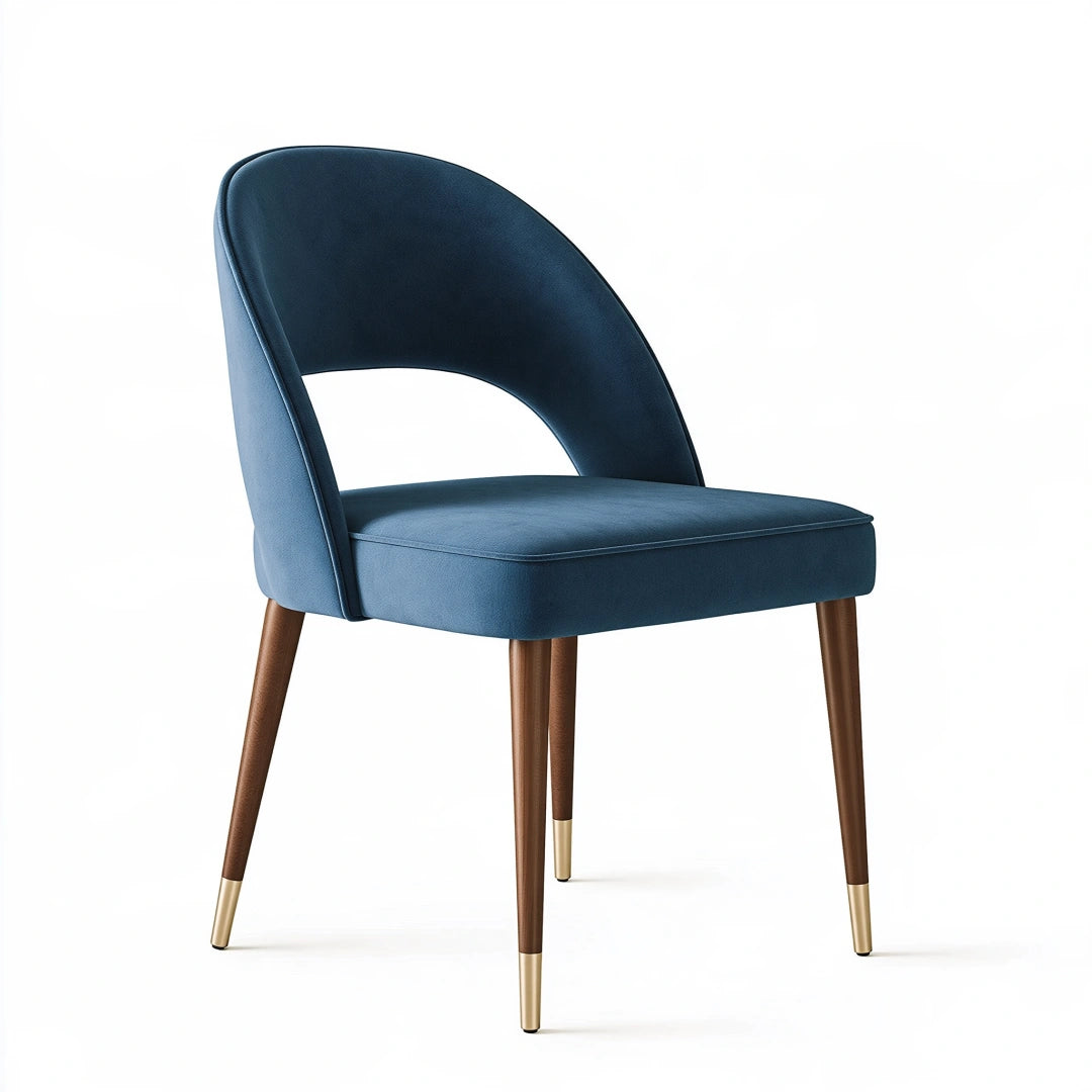 Sedia da pranzo 52 x 58 x 82 cm in tessuto blu con gambe in legno stile moderno