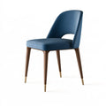 Sedia da pranzo 50 x 55 x 82 cm in rivestimento effetto pelle blu con gambe in legno stile moderno