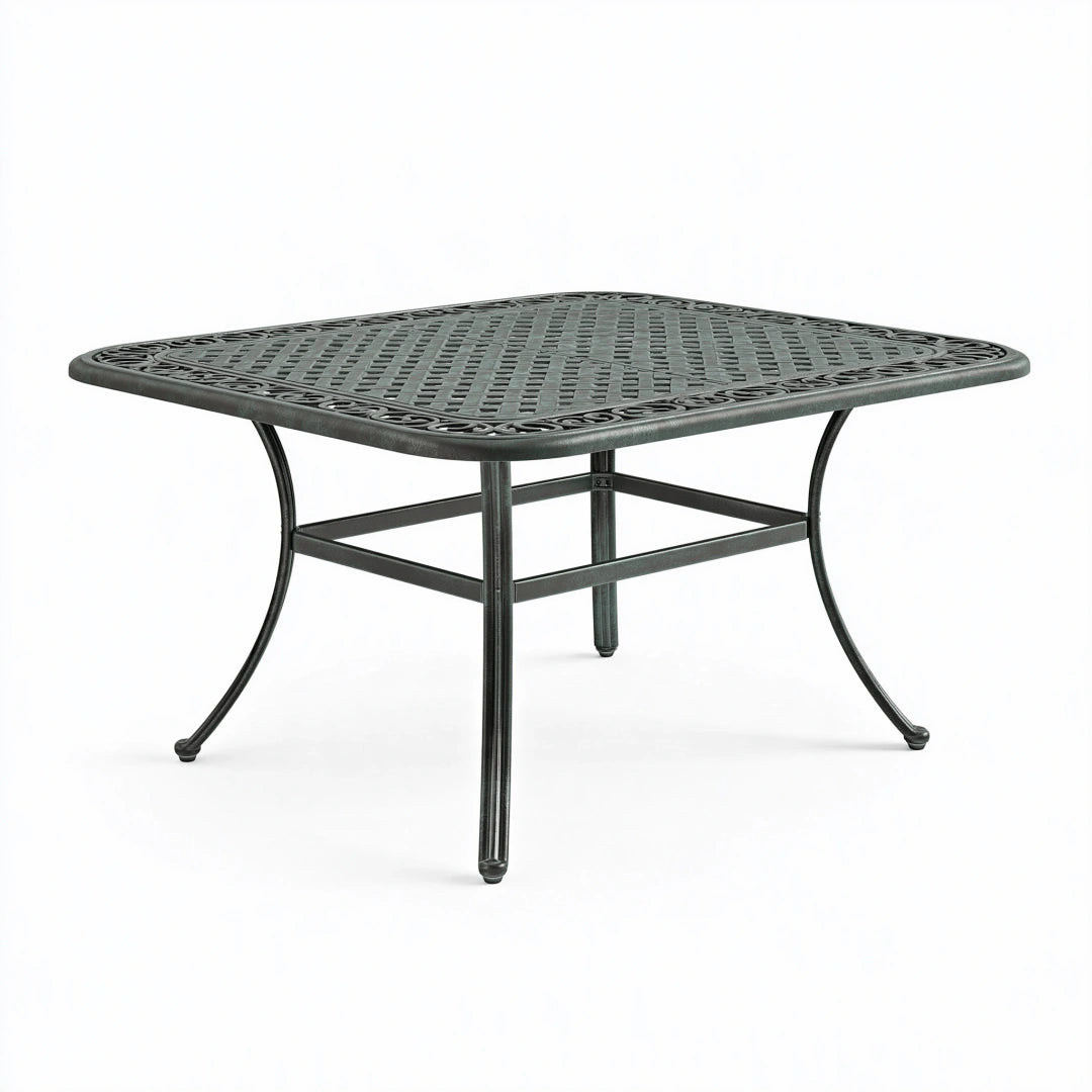 Tavolo da giardino 150 x 150 x 74 cm in metallo grigio antracite decorativo