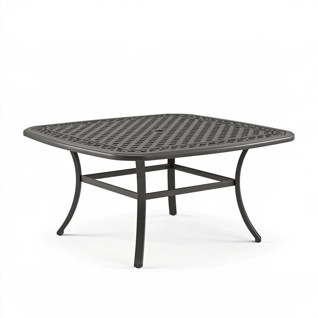 Tavolo da pranzo da esterno 150 x 90 x 74 cm in alluminio grigio antracite - piano traforato