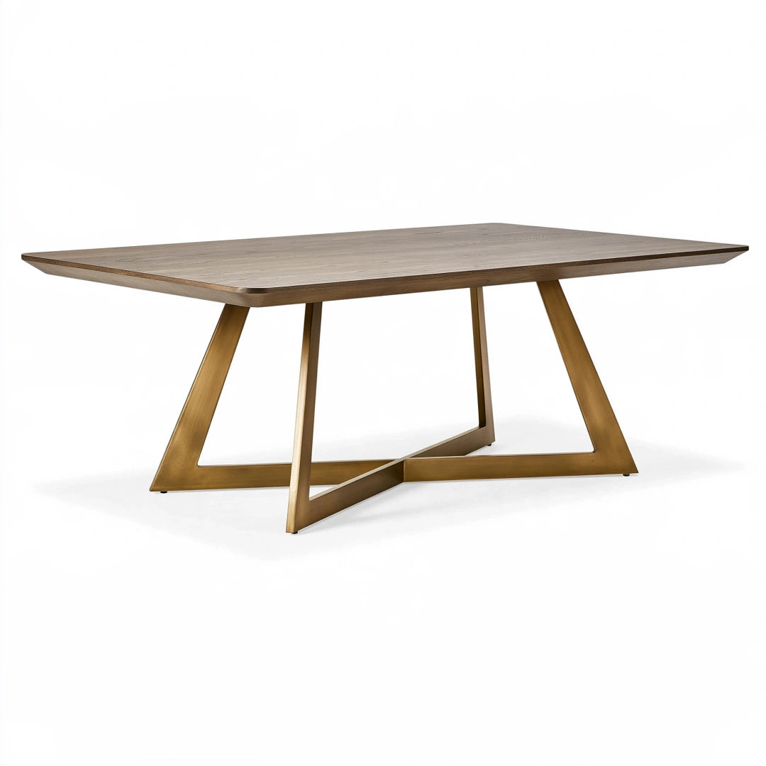Tavolo da pranzo 180 x 90 x 75 cm effetto legno marrone con base in metallo stile moderno