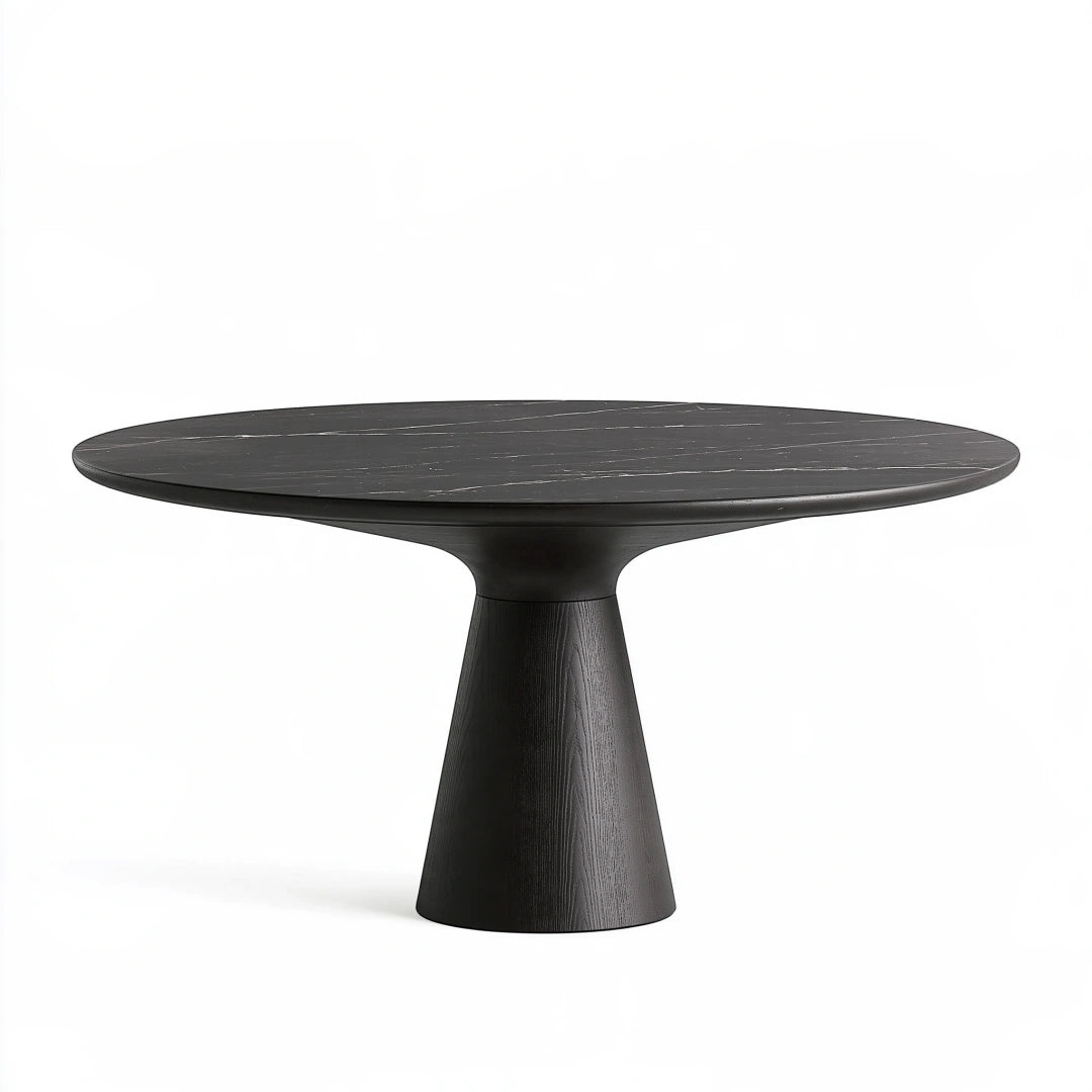 Tavolo da pranzo ovale 180 x 100 x 75 cm nero effetto marmo con base in legno - stile moderno