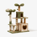Tiragraffi per gatti 60 x 60 x 150 cm in legno sisal e tessuto verde con cuccia e piattaforme