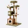 Tiragraffi per gatti 60 x 50 x 150 cm in legno verde con colonne in sisal e cucce